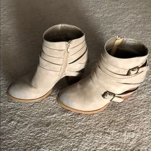 Tan strappy ankle booties